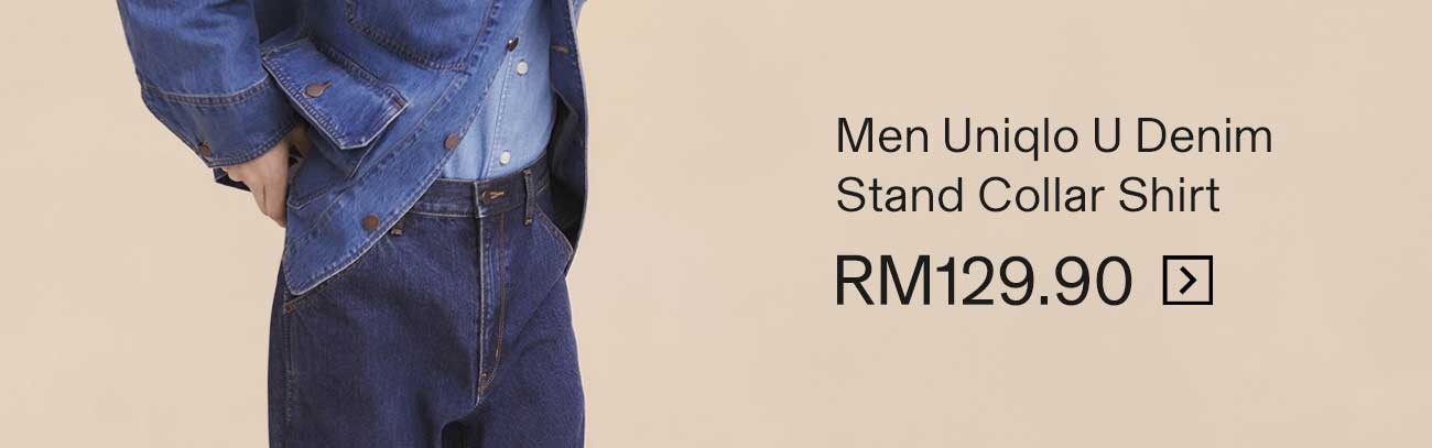 MEN UNIQLO U DENIM STAND COLLAR SHIRT