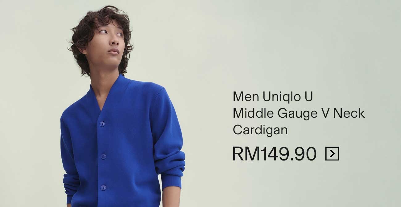 MEN UNIQLO MIDDLE GAUGE V NECK CARDIGAN