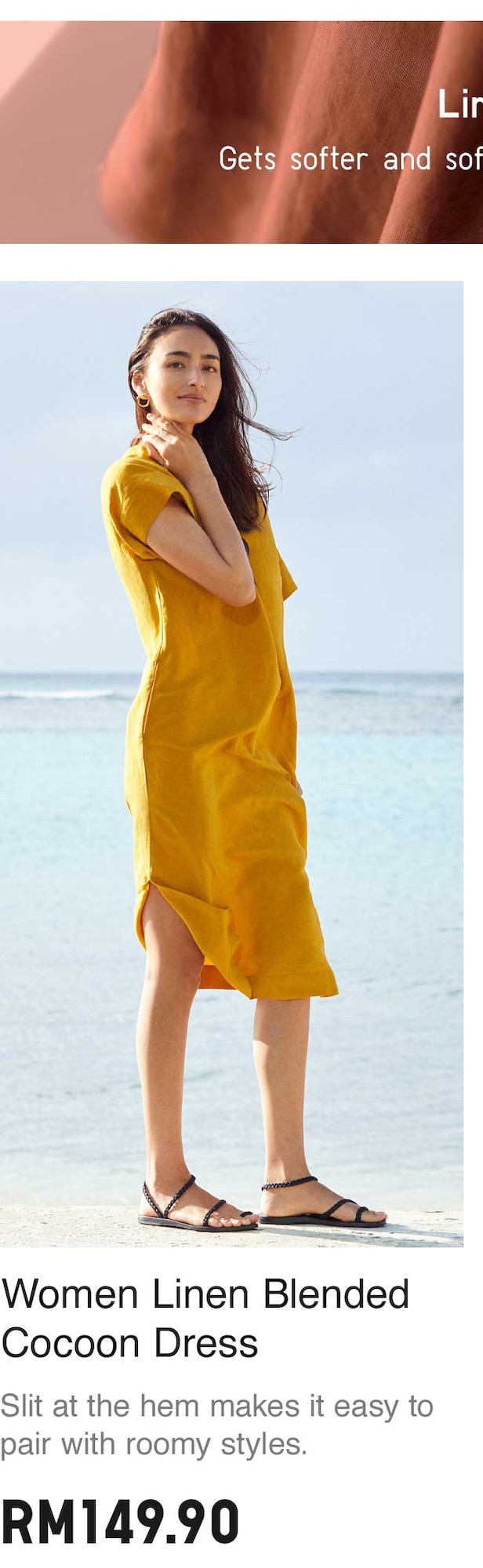 WOMEN LINEN BLENDED COCOON DRESS