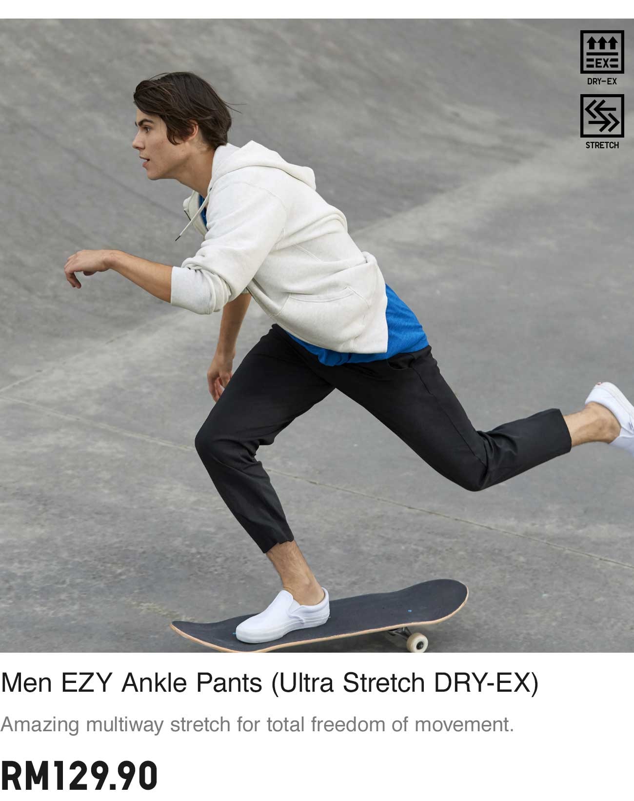 MEN EZY ANKLE PANTS (ULTRA STRETCH DRY-EX)