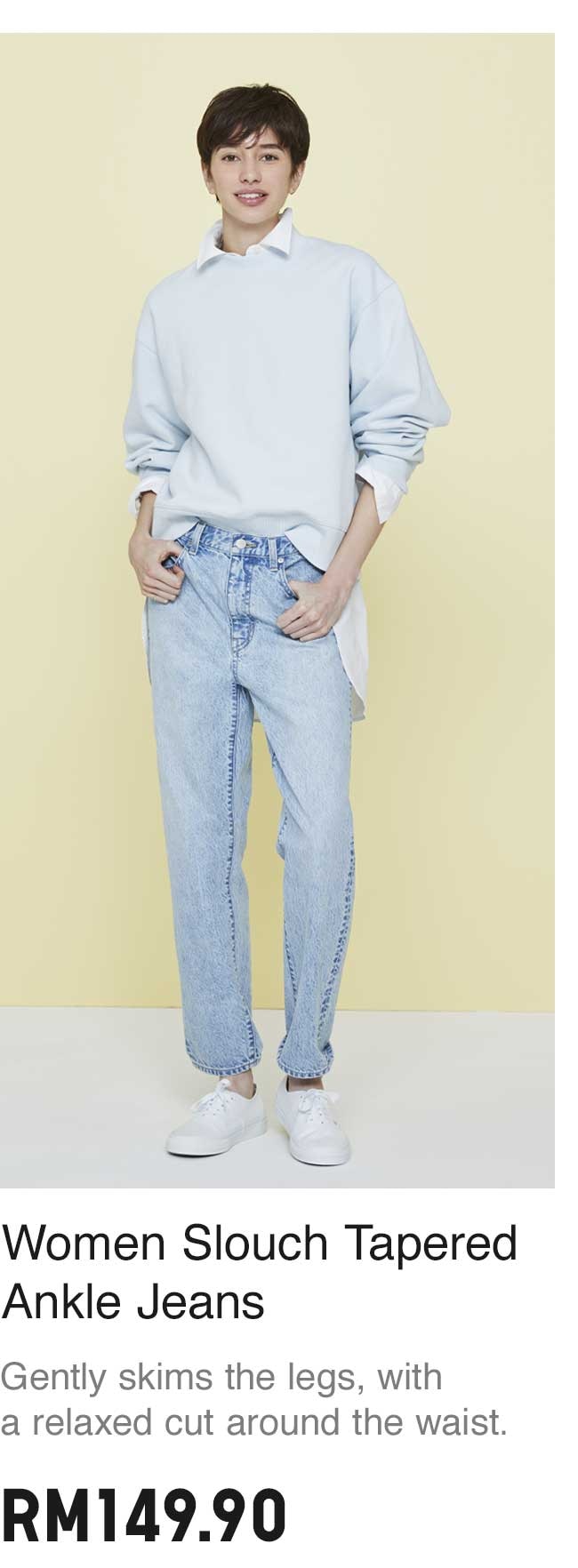 WOMEN SLOUCH TAPERED ANKLE JEANS