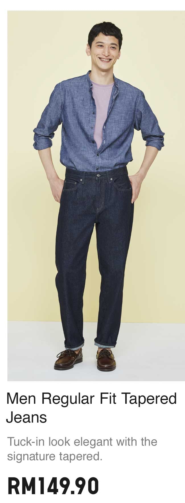 MEN REGULAR FIT TAPERED JEANS