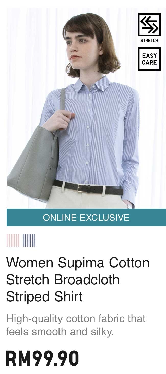 WOMEN SUPIMA COTTON STRETCH BROADCLOTH STRIPED SHIRT