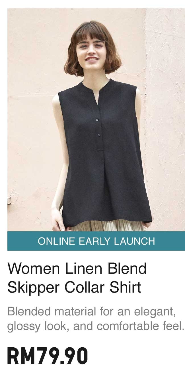 WOMEN LINEN BLEND SKIPPER COLLAR SHIRT