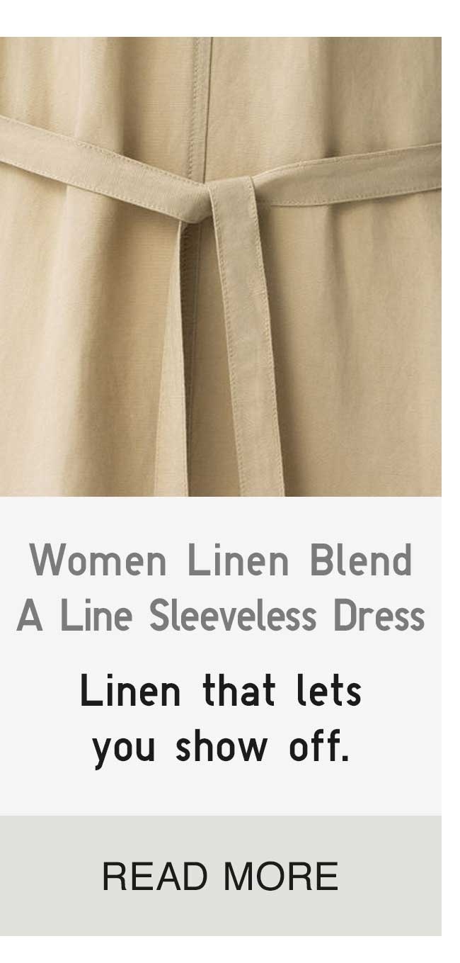 WOMEN LINEN BLEND A LINE SLEEVELESS DRESS