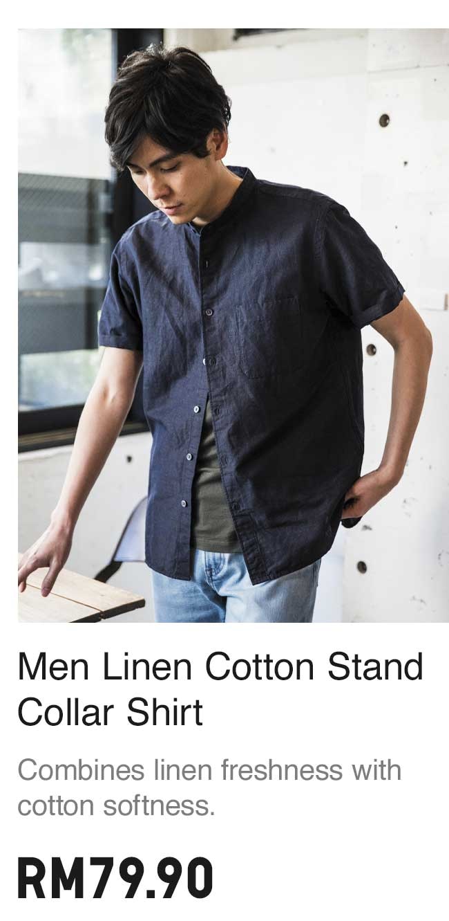 MEN LINEN COTTON COLLAR SHIRT