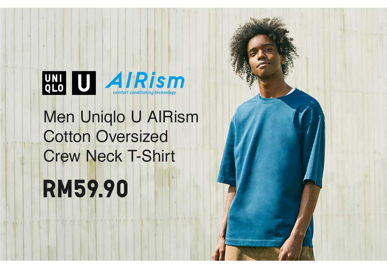 MEN UNIQLO U AIRISM COTTON OVERSIZED HALF SLEEVE T-SHIRT