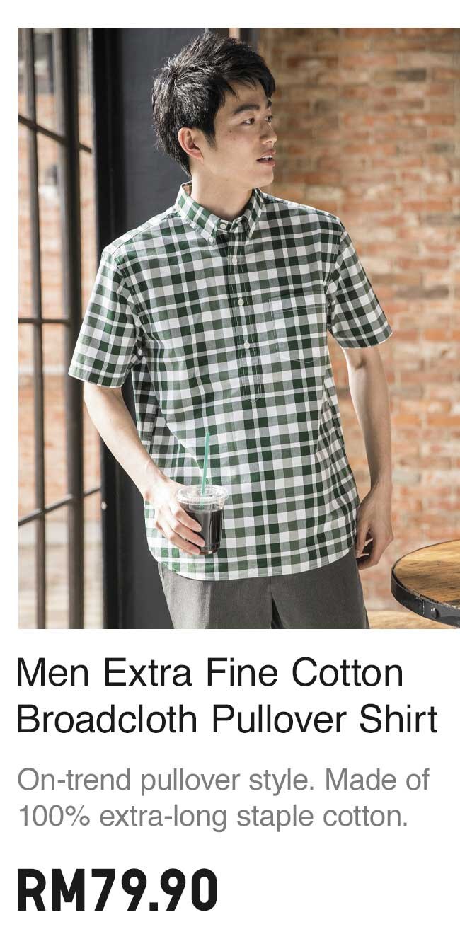 MEN EXTRA FINE COTTON BROADCLOTH PULLOVER SHIRT