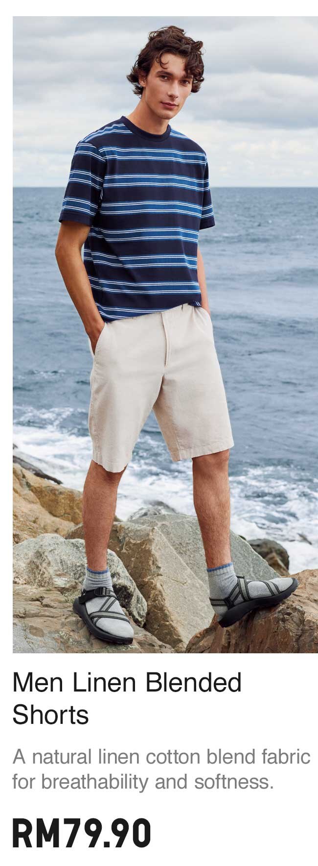 MEN LINEN BLENDED SHORTS