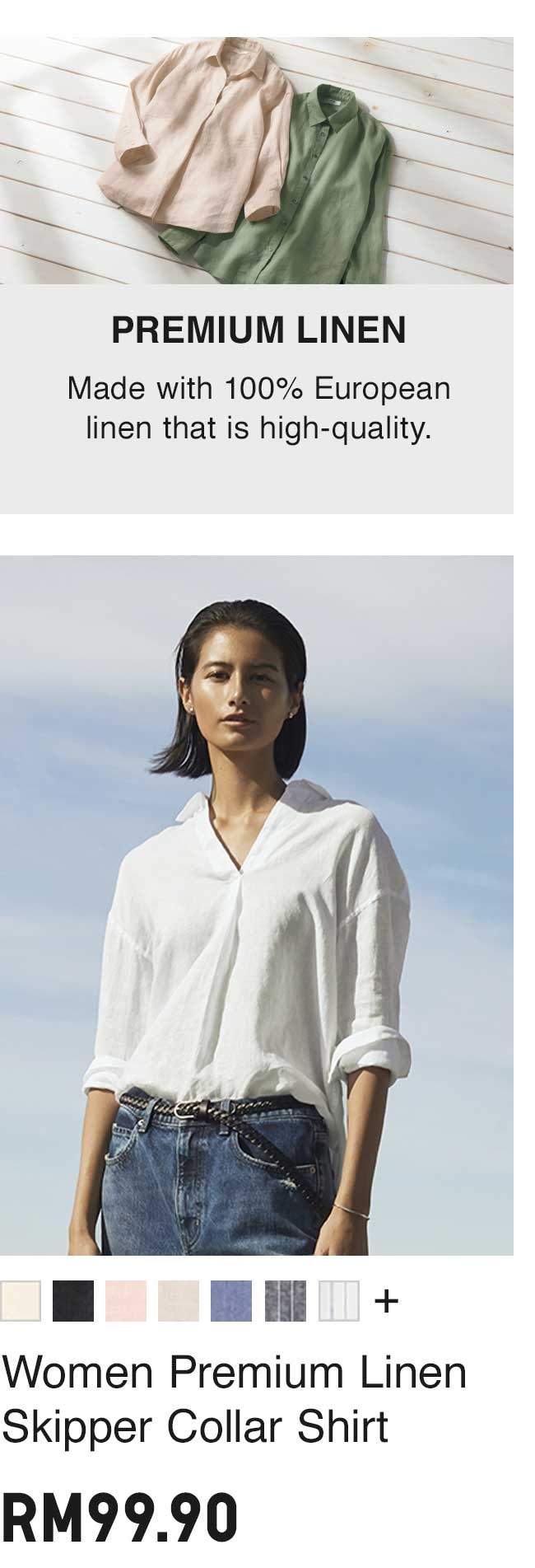 WOMEN PREMIUM LINEN SKIPPER COLLAR SHIRT