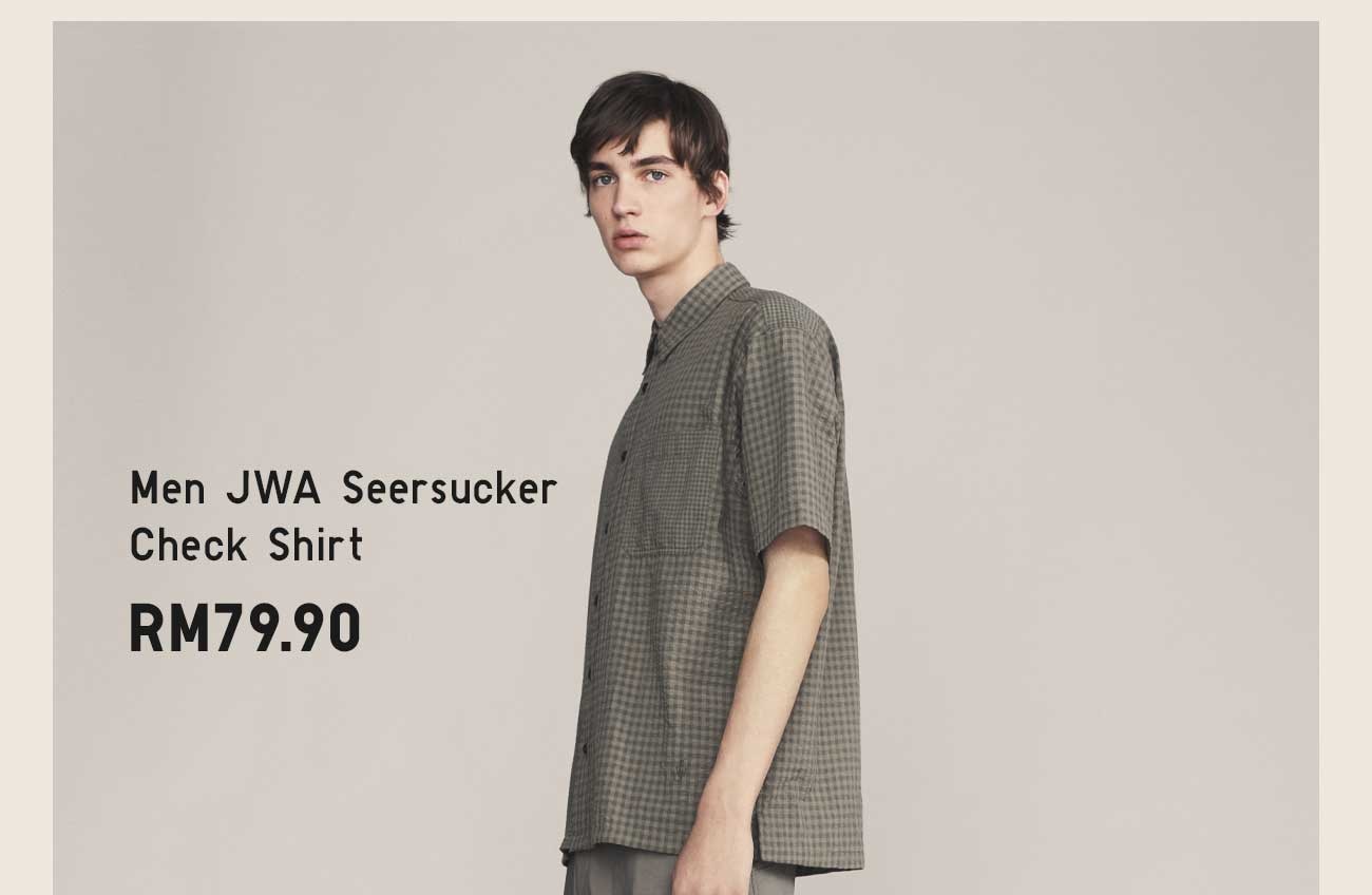 MEN JWA SEERSUCKER CHECK SHIRT