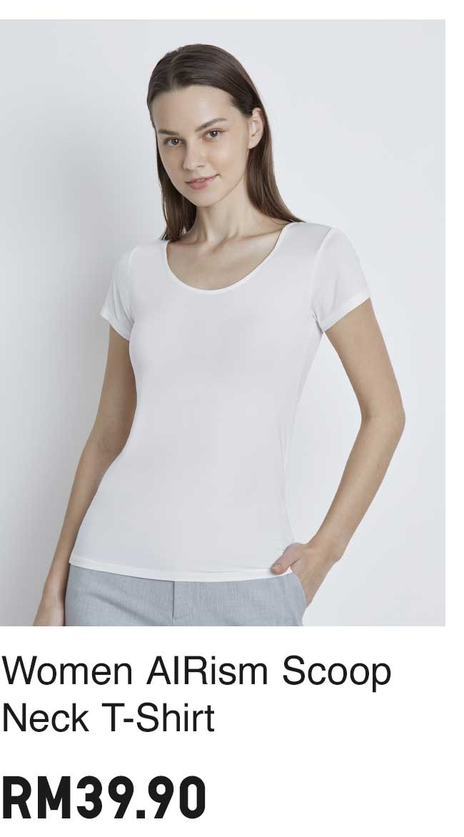 WOMEN AIRISM SCOOP NECK T-SHIRT