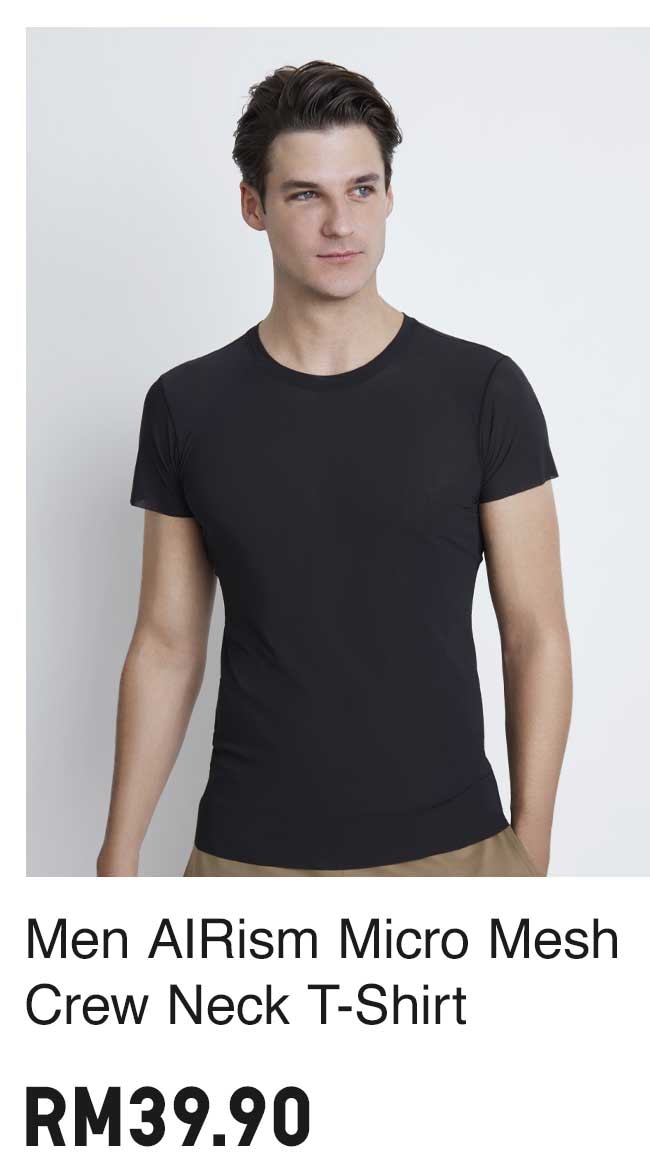 MEN AIRISM MIRCRO MESH CREW NECK T-SHIRT