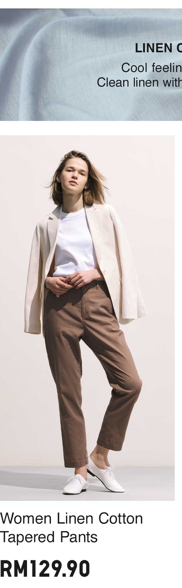 WOMEN LINEN TAPERED PANTS