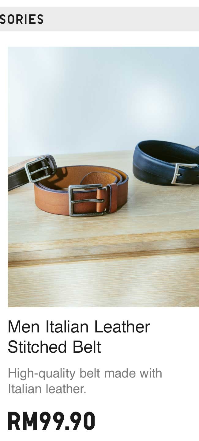 MEN Italian Leather Stitched Belt