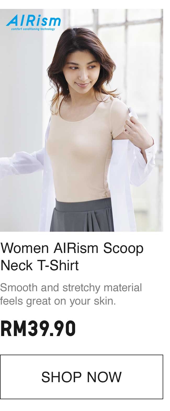 WOMEN AIRISM SCOOP NECK T-SHIRT