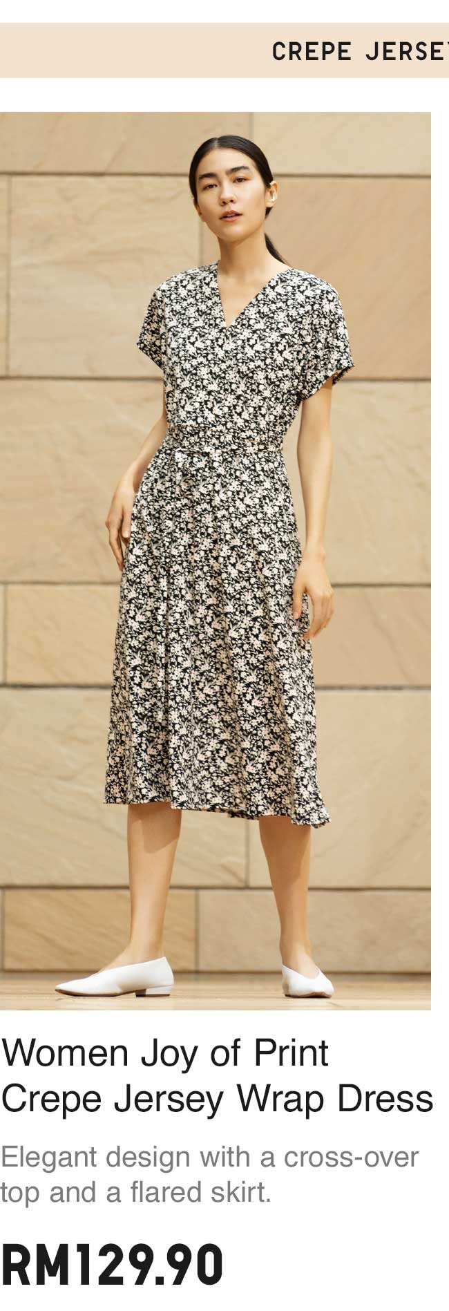 WOMEN JOY OF PRINT CREPE JERSEY WRAP DRESS