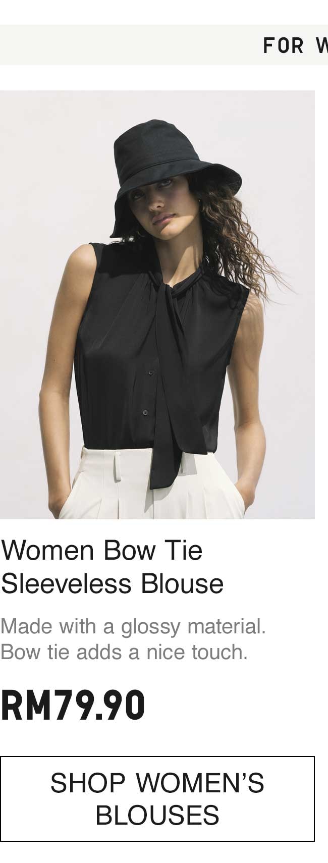 WOMEN BOW TIE SLEEVELESS BLOUSE