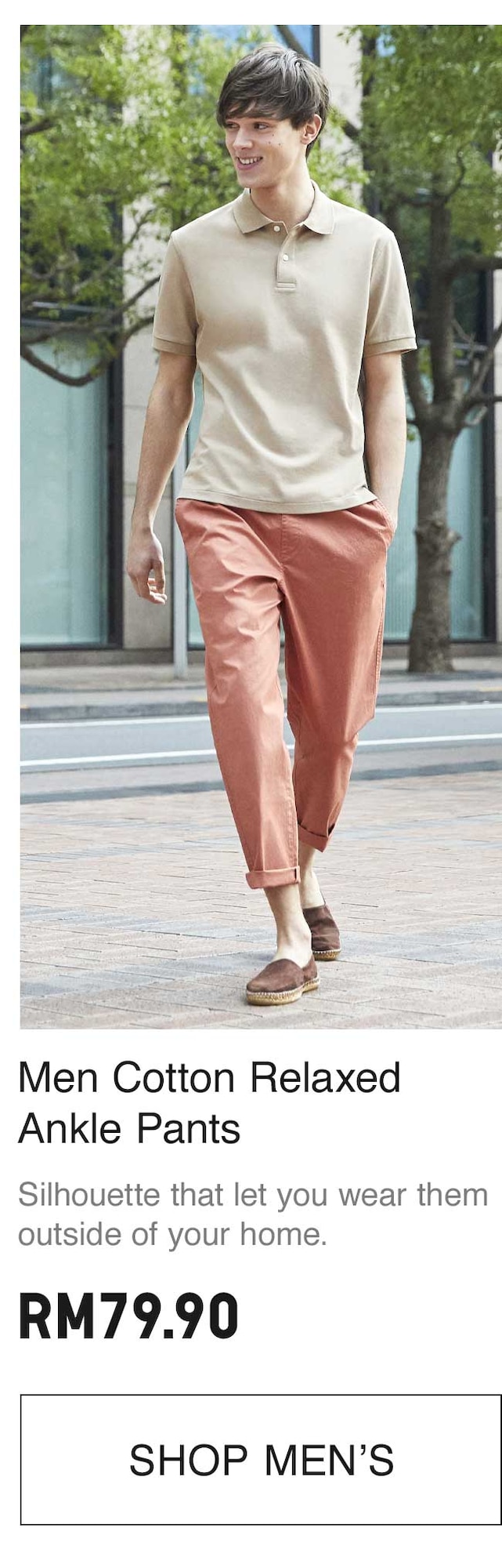 MEN COTTON RELAXED ANKLE PANTS