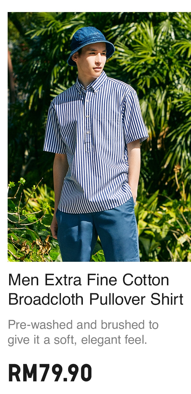 MEN EXTRA FINE COTTON BRAODCLOTH PULLOVER SHIRT 