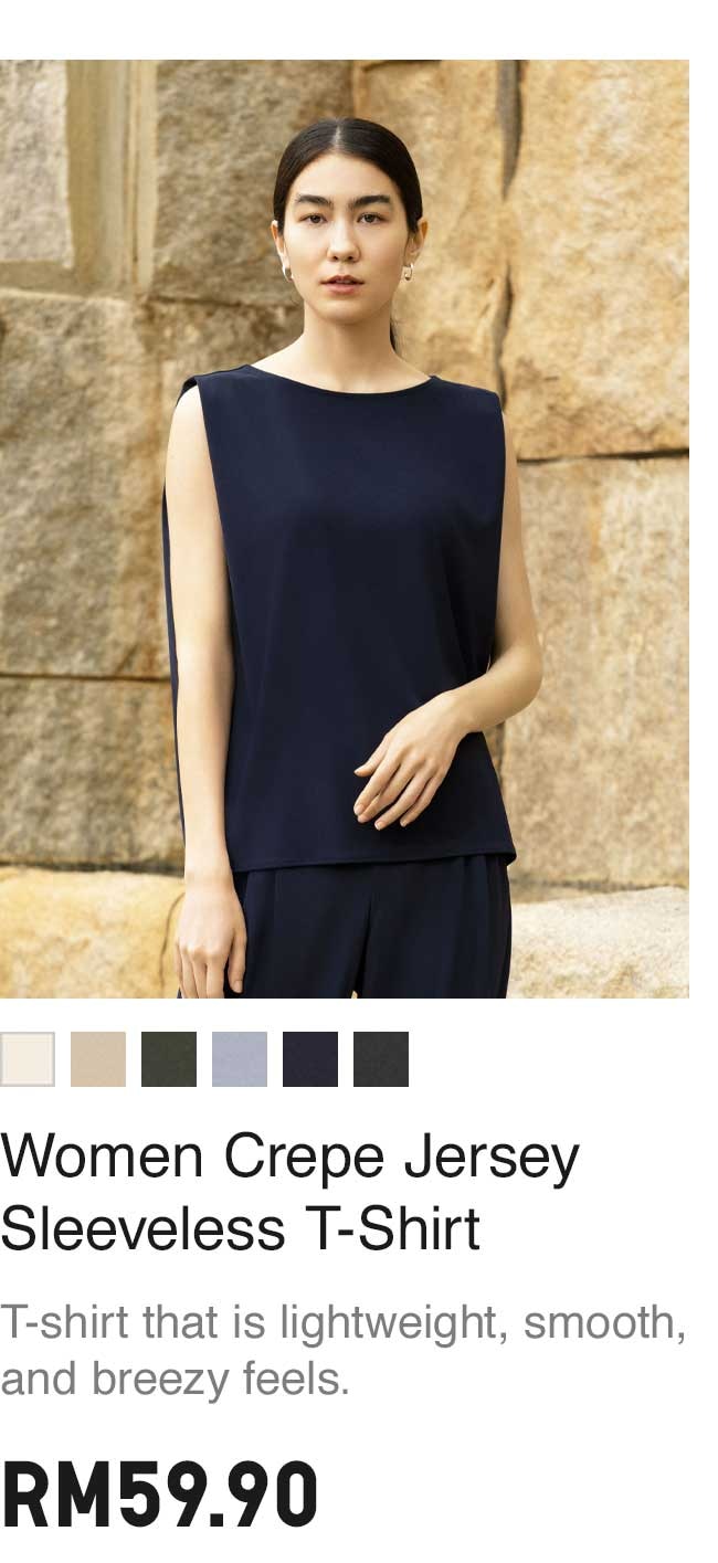 WOMEN CREPE JERSEY SLEEVELESS T-SHIRT