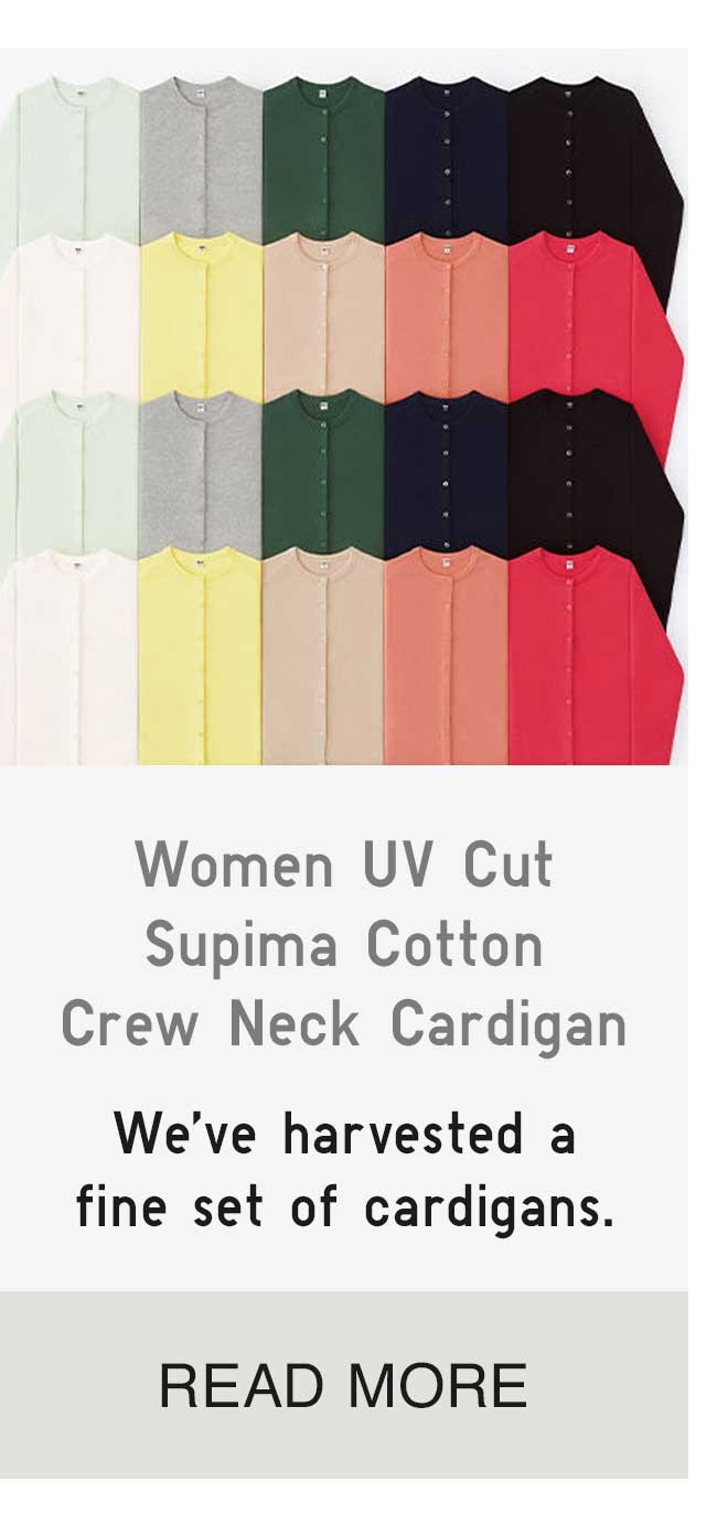 WOMEN UV CUT SUPIMA COTTON CREW NECK CARDIGAN