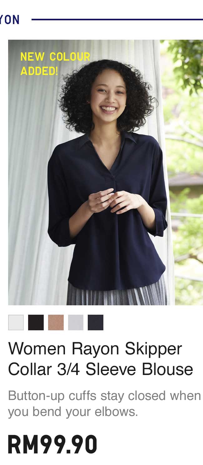 WOMEN RAYON SKIPPER COLLAR 3/4 SLEEVE BLOUSE