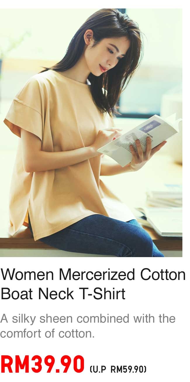 WOMEN MERCERIZED COTTON BOAT NECK T-SHIRT