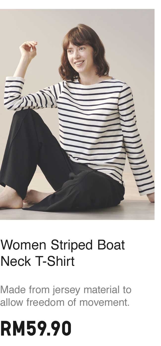 WOMEN STRIPED BOAT NECK T-SHIRT