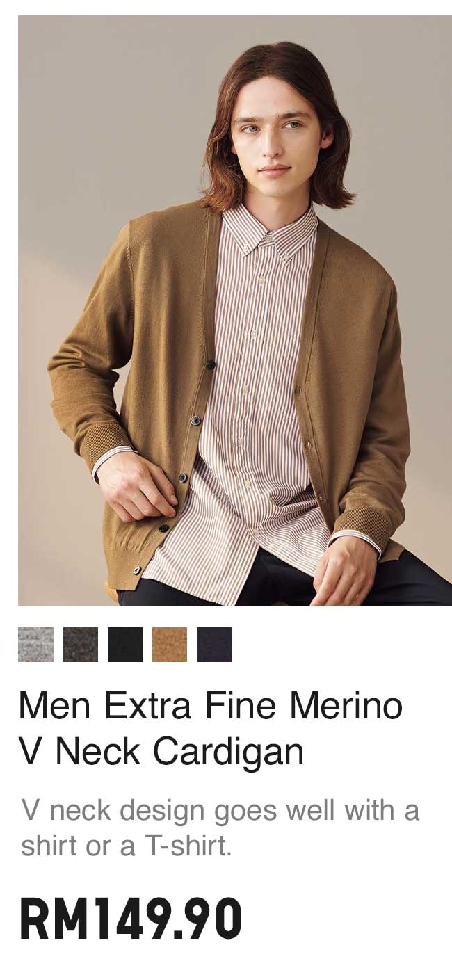 MEN EXTRA FINE MERINO V NECK CARDIGAN