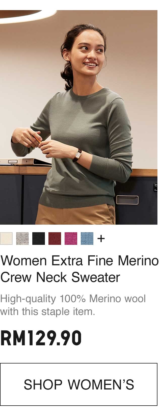 WOMEN EXTRA FINE MERINO CREW NECK SWEATER