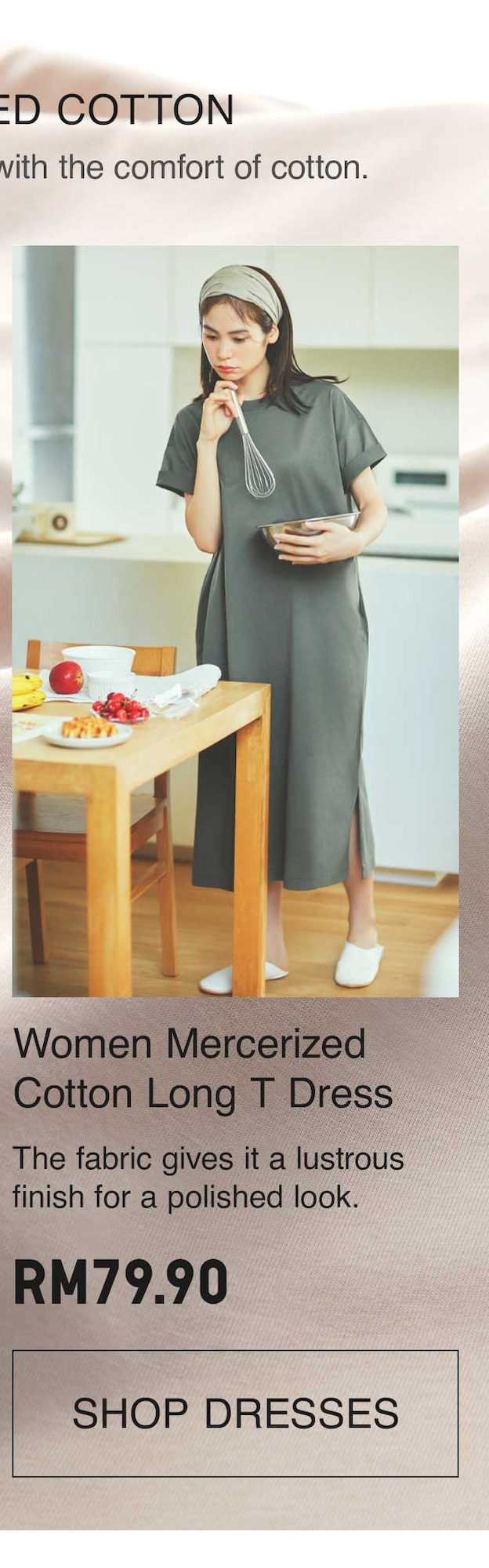 MERCERIZED COTTON LONG T DRESS