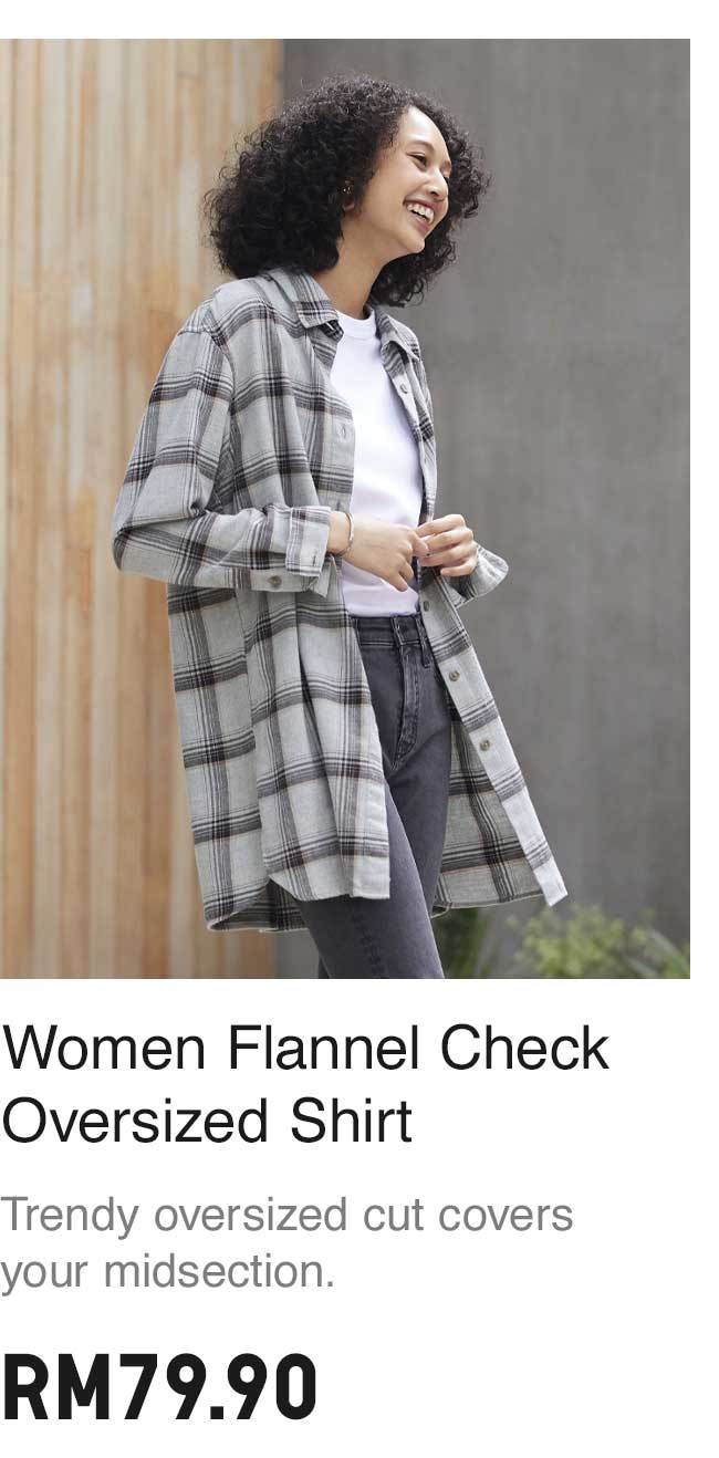 WOMEN FLANNEL CHECK OVERSIZED SHIRT