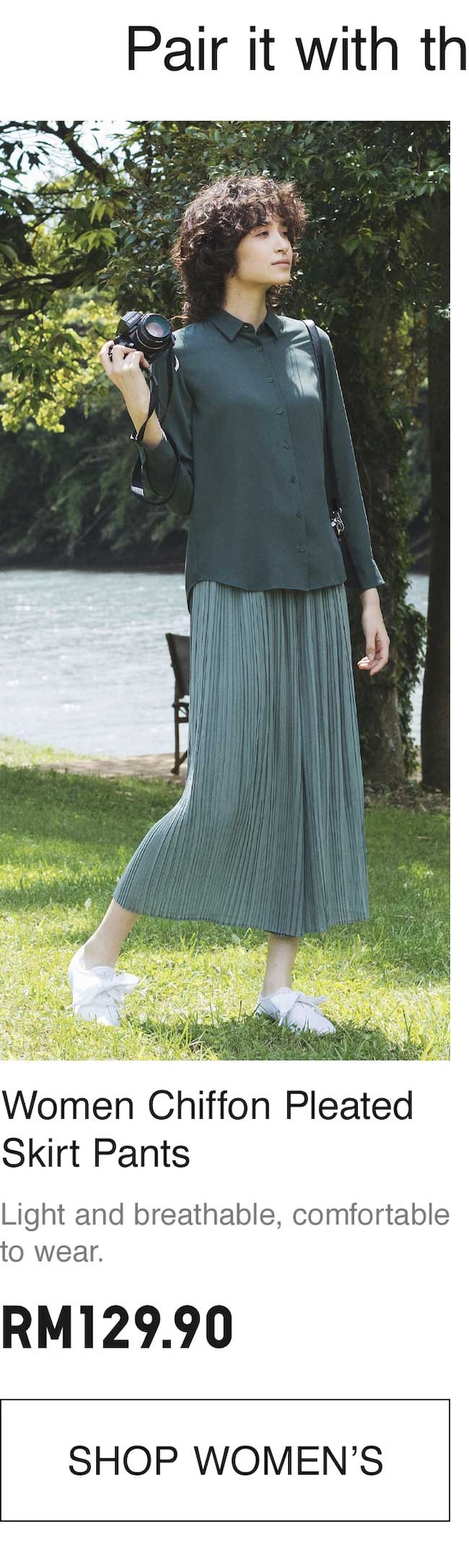 WOMEN CHIFFON PLEATED SKIRT PANTS