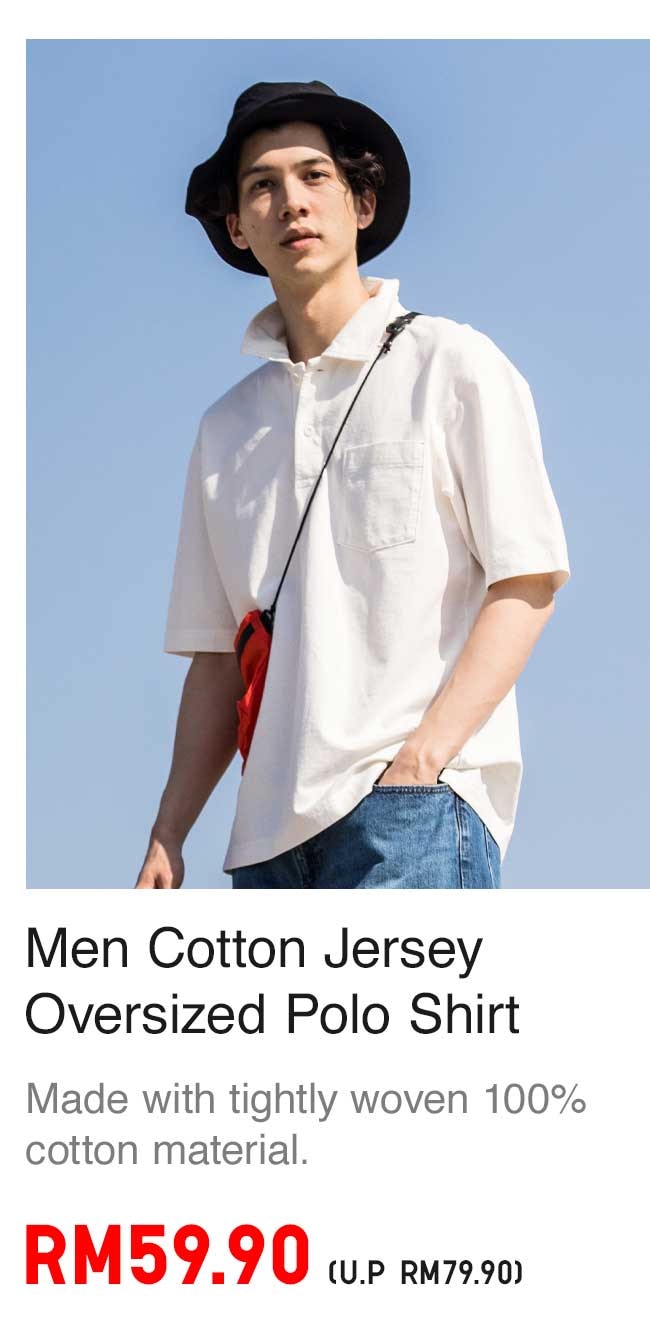 MEN COTTON JERSEY OVERSIZED POLO SHIRT