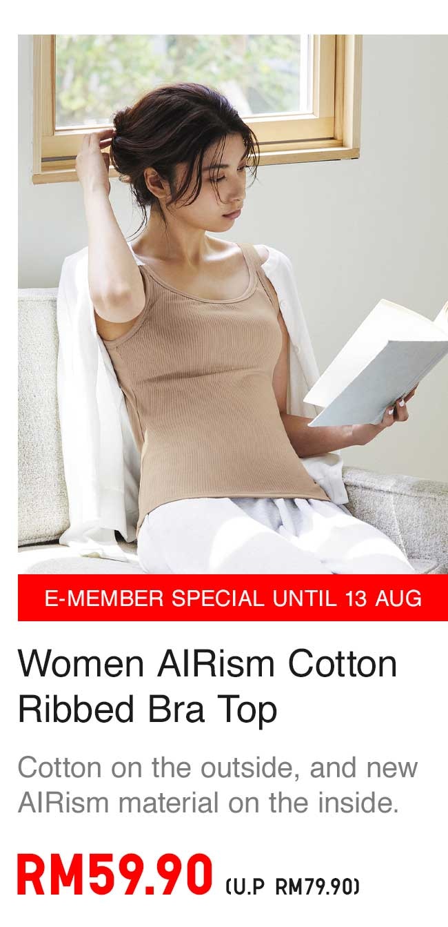 WOMEN AIRISM COTTON RIBBED BRA TOP