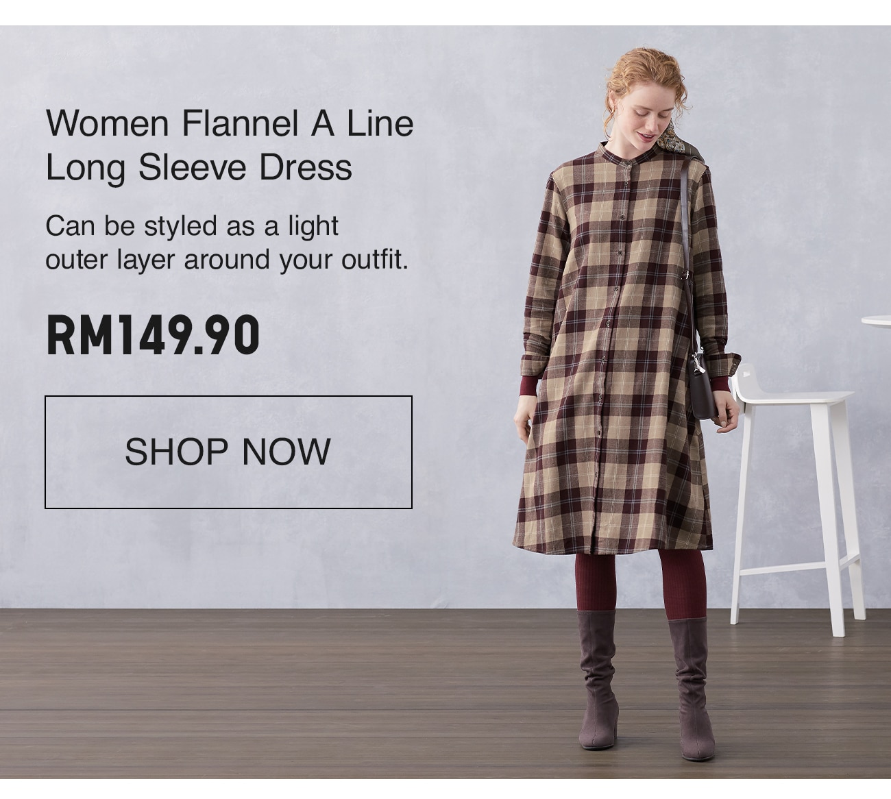 WOMEN FLANNEL A LINE DRESS