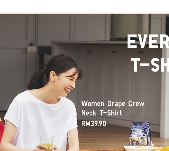 WOMEN DRAPE CREW NECK T-SHIRT