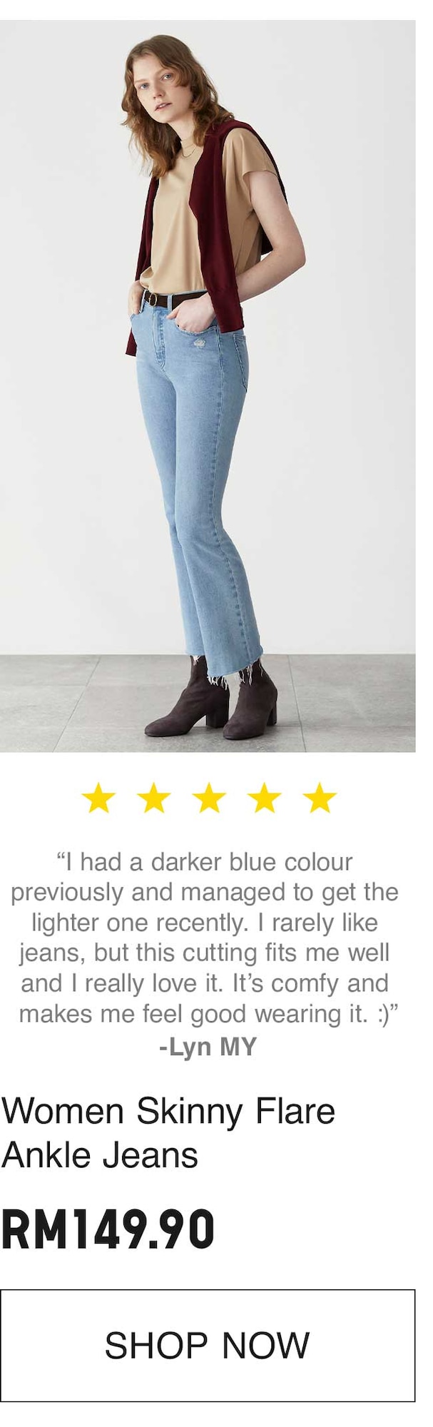 WOMEN SKINNY FLARE ANKLE JEANS