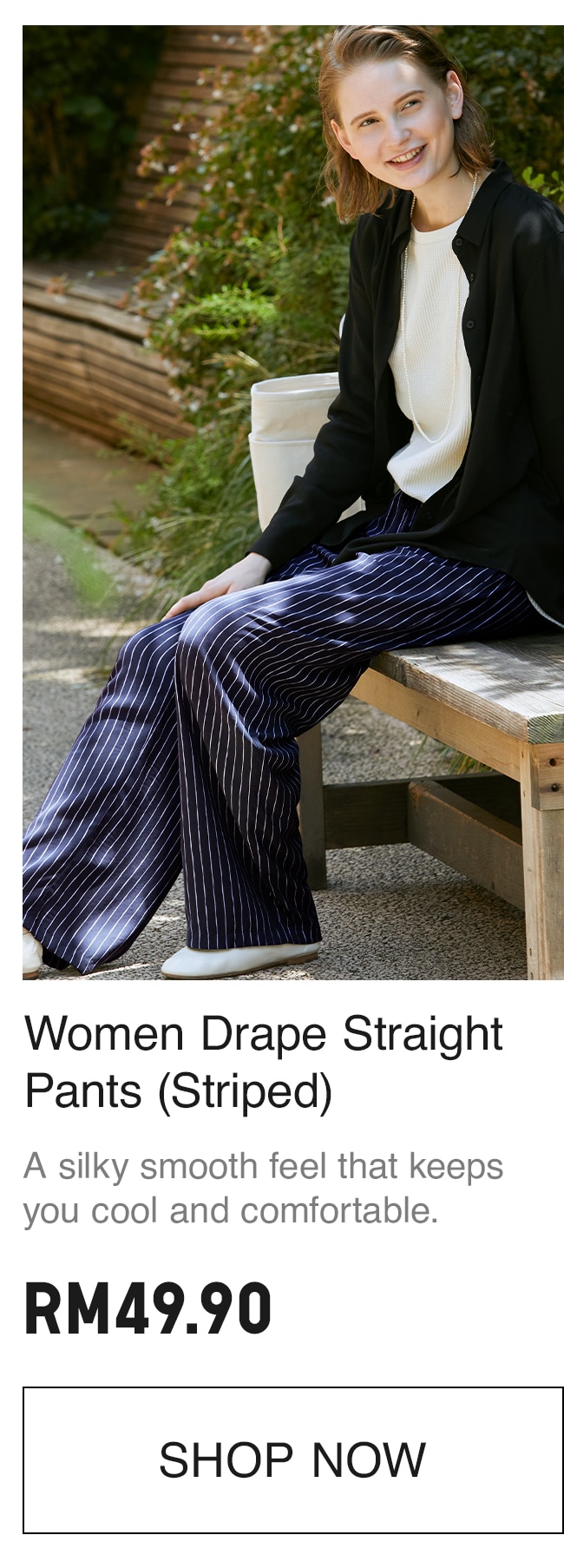 WOMEN DRAPE STRAIGHT PANTS