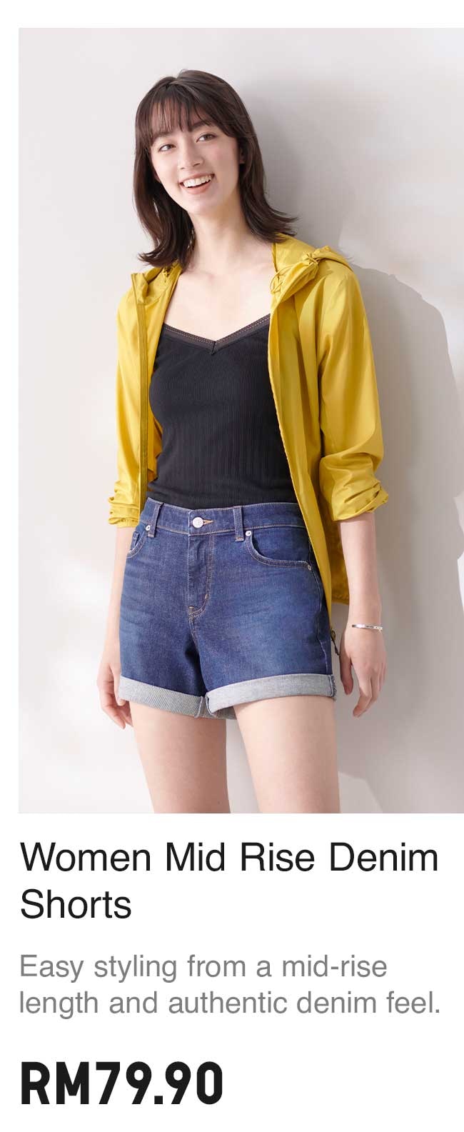 MID RISE DENIM SHORTS