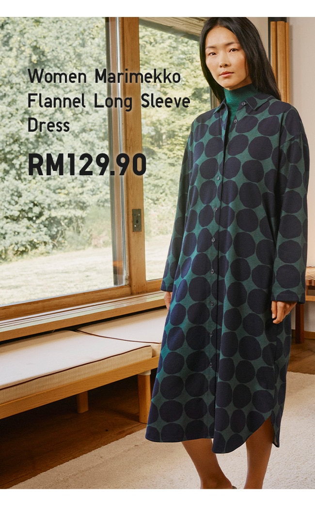 WOMEN MARIMEKKO LONG SLEEVE FLANNEL DRESS