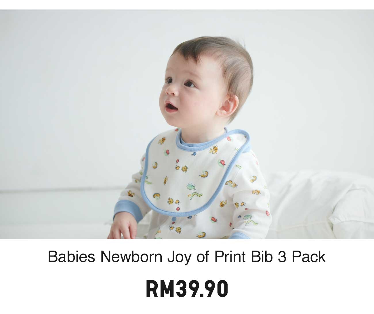 BABIES NEWBORN JOY OF PRINT BIB 3 PACK