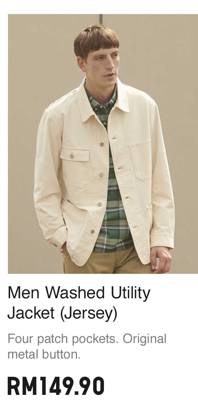 MEN WASHED UTILITY JACKET (JERSEY)