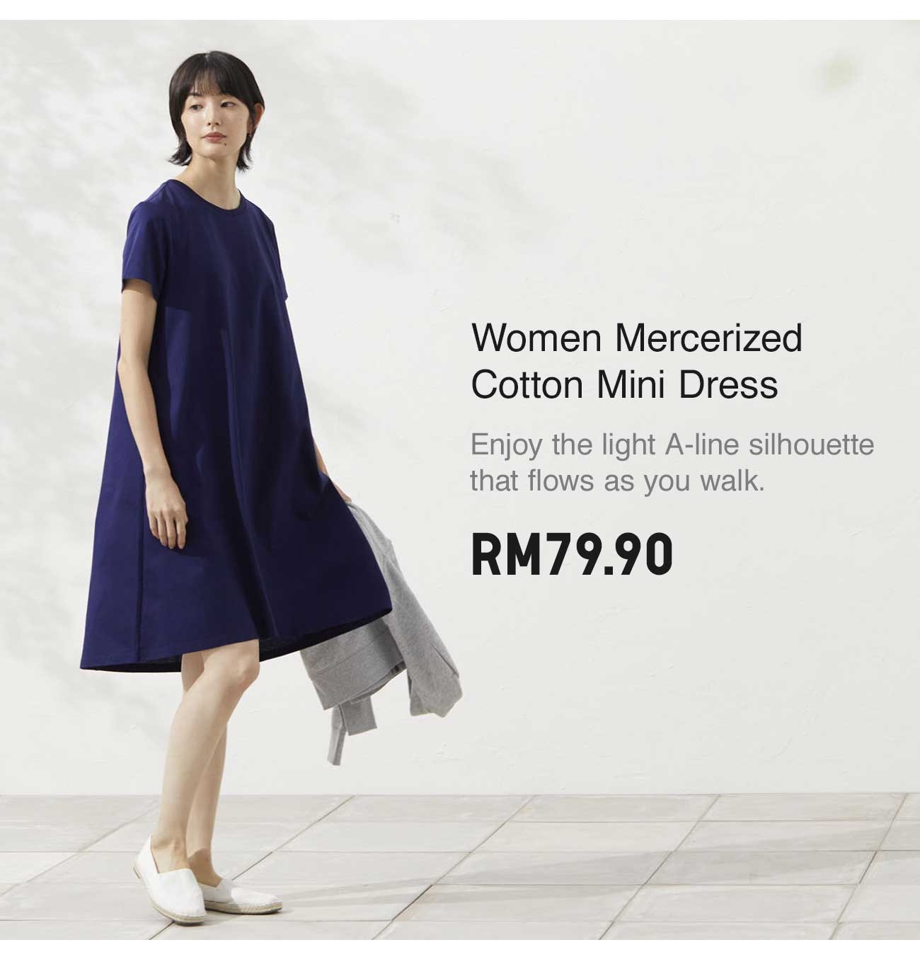 WOMEN MERCERIZED COTTON MINI DRESS