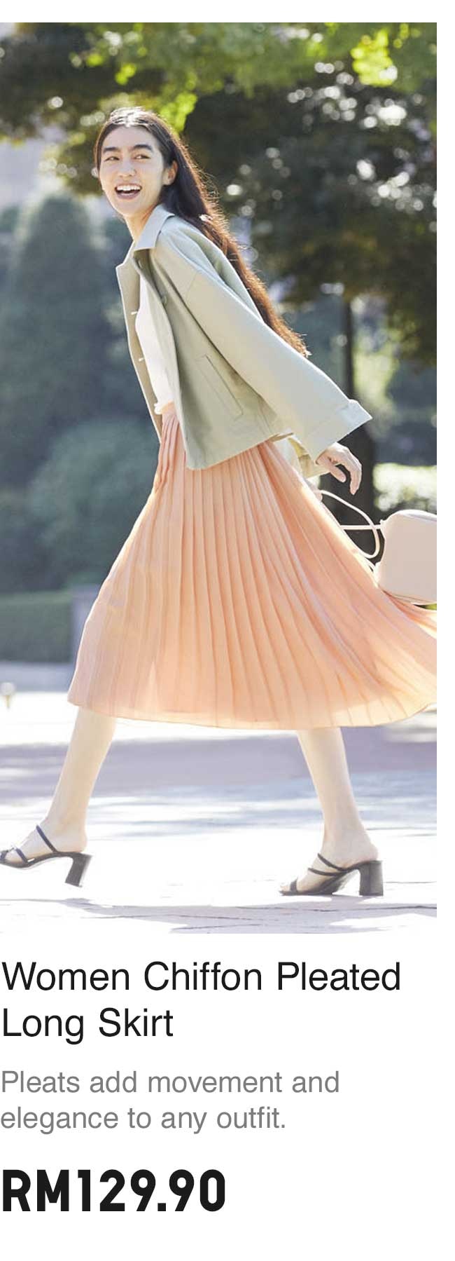 WOMEN CHIFFON PLEATED LONG SKIRT