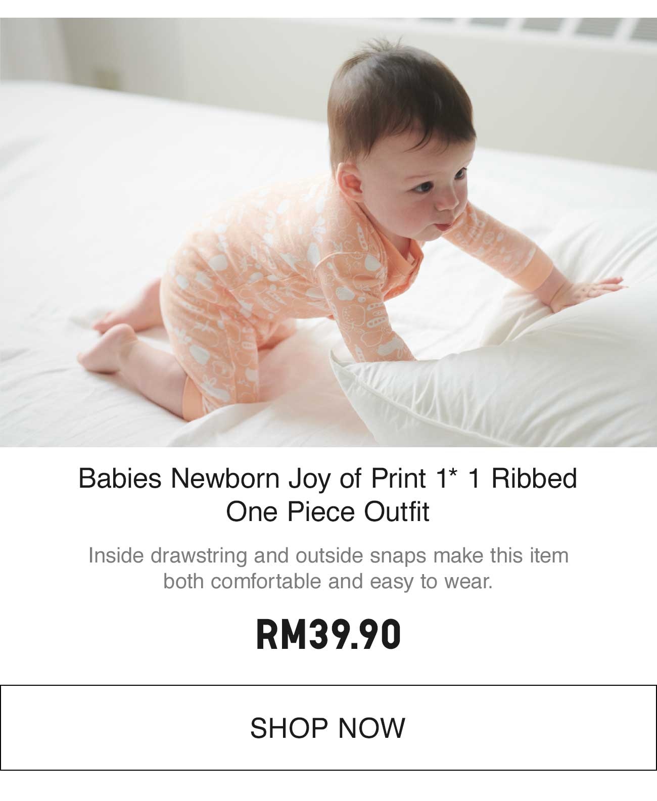 BABIES NEWBORN JOY OF PRINT 1*1 RIBBED ONE PIECE OUTFIT