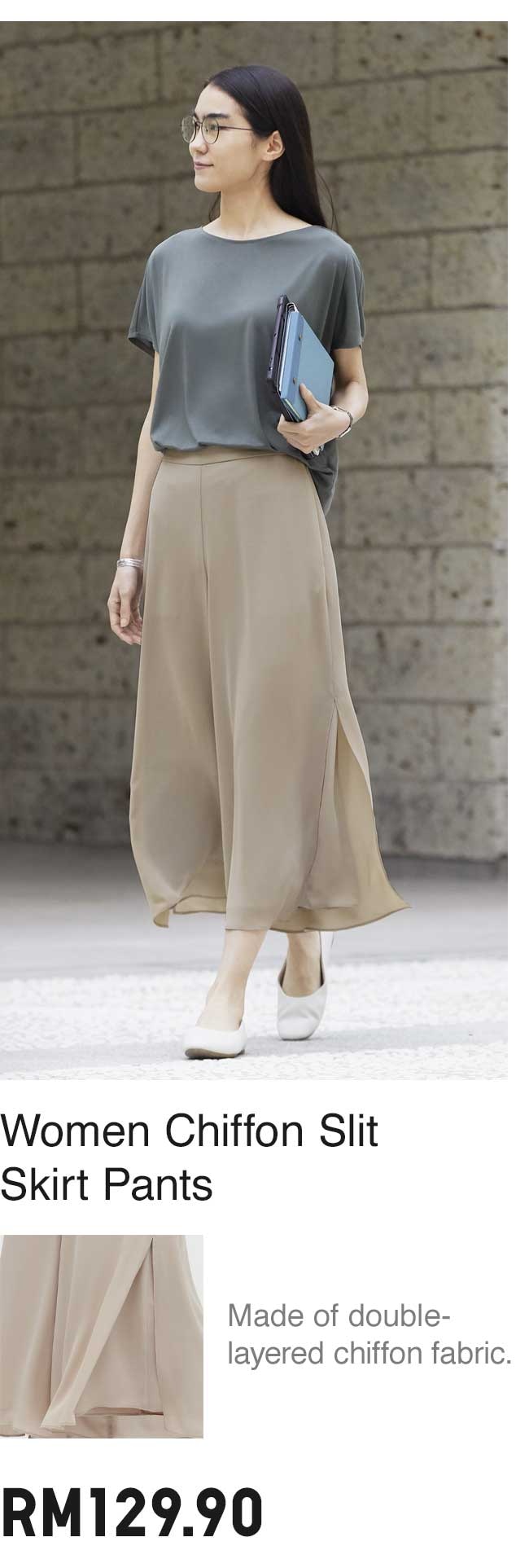 WOMEN CHIFFON SLIT SKIRT PANTS