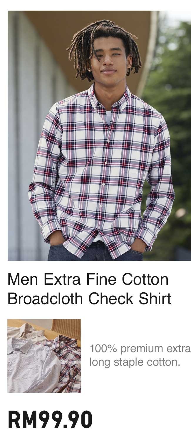 MEN EXTRA FINE COTTON BROADCLOTH CHECK SHIRT