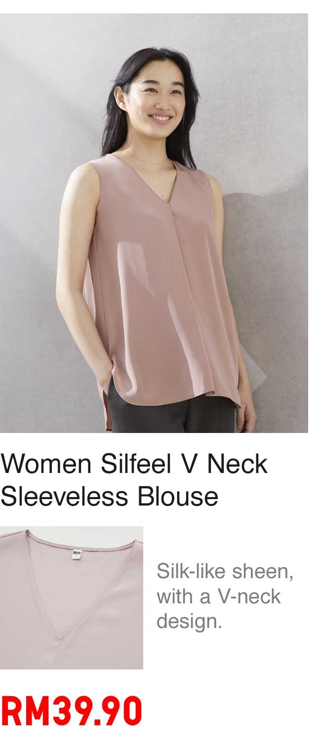 WOMEN SILFEEL V NECK SLEEVELESS BLOUSE